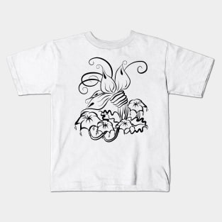 Fantasy Flower Line Art You Color Kids T-Shirt